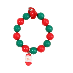 Christmas beaded bracelet with red and green resin beads and a Santa Claus pendant