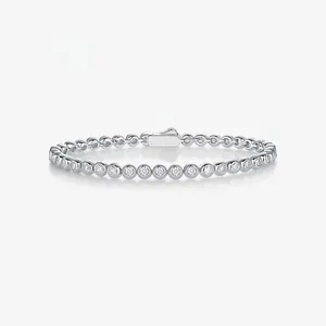 925 Sterling Silver Moissanite Tennis Bracelet For Women Round Cut Sparkling Luxurious High Quality Fashion Jewelry Gift