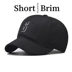 Short Brim Baseball Cap Breathable Quick Dry Sun Hat With S Letter Embroidery Adjustable Mesh Outdoor Sports Headwear