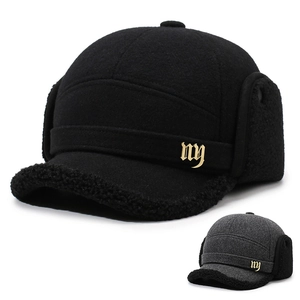 Winter Baseball Cap With Earflaps Woolen Thick Fleece Lined Warm Windproof Outdoor Ear Protection Hat