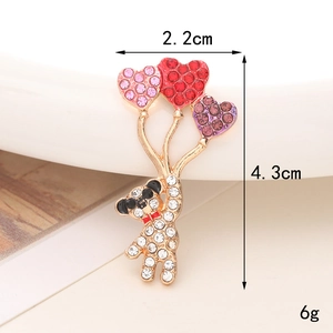 Detail view of sparkling bear charm with heart balloons and size specs 2.2x4.3cm