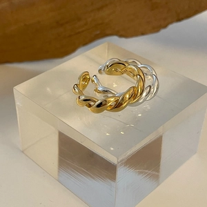 925 Sterling Silver Twisted Rope Open Ring For Women Adjustable Minimalist Korean Style Jewelry