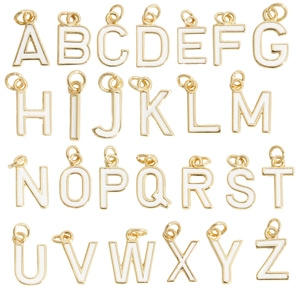 White Enamel Letter Alphabet Pendants Copper Gold Plated DIY Jewelry Making Charms For Necklaces Bracelets Minimalist Women