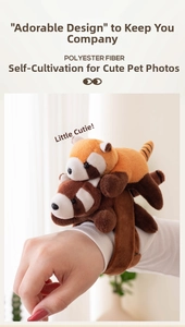 Cute red panda plush slap bracelet made of soft polyester fiber for wrist accessory