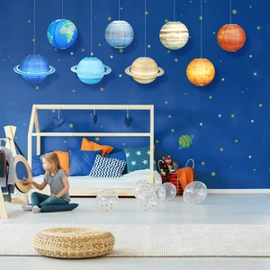 Solar system planet paper lanterns set of 8 for kids bedroom space themed decoration