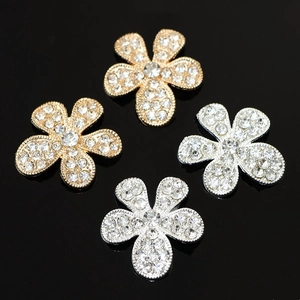 Charm's fleurs à cinq pétales en cristal doré et argenté pour accessoires DIY