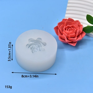 3D flower silicone mold for soap and candles with 8cm diameter and 3.5cm height