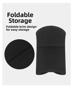 Detail of foldable sun visor brim showing portable storage design and fine fabric texture