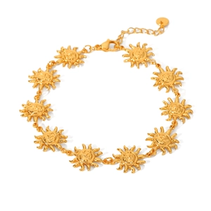 Minimalist 18K gold stainless steel sun anklet with adjustable lobster clasp chain