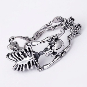 Men Gothic Skull Skeleton Bracelet 316L Stainless Steel Punk Rock Full Body Bone Link Chain Hip Hop Biker Jewelry