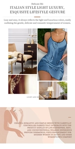 Détail de nuisette en satin bleu avec imprimé love et fines bretelles spaghetti