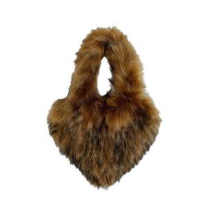 Brown gradient faux fur heart-shaped handbag for kids featuring shell-style plush texture