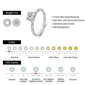 Classic 1 Carat Moissanite ring in S925 sterling silver with a twist band design