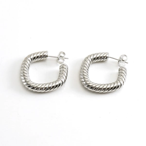 Créoles En Corde Torsadée Acier Inoxydable Plaqué Or 18K En Forme De C Bijoux Géométriques Vintage Pour Femmes