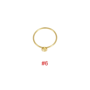 Detailed close-up of a size 6 gold stainless steel ring with a small bezel cup base