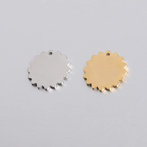 Polished flower pendants in gold and silver steel for DIY jewelry making accessories