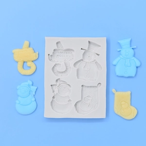 Moule en silicone bonhomme de neige et canne de Noël pour pâtisserie et pâte à sucre