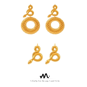 Boucles d'Oreilles Créoles Serpent en Acier Inoxydable pour Femmes Plaqué Or 18K Forme Animale Vintage Bijoux de Mode