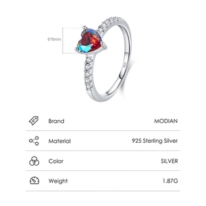 S925 sterling silver heart ring featuring a 6x6mm iridescent faceted cubic zirconia