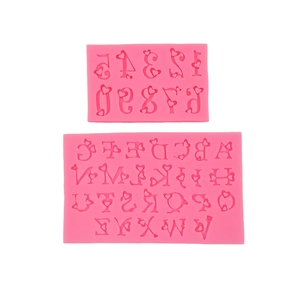 Stampo in silicone rosa con cuori, lettere A-Z e numeri 0-9 per decorazioni fai-da-te
