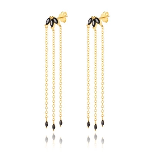 Long Tassel Drop Earrings With Marquee Zirconia And 925 Sterling Silver Earring Post Copper Elegant Luxury Women