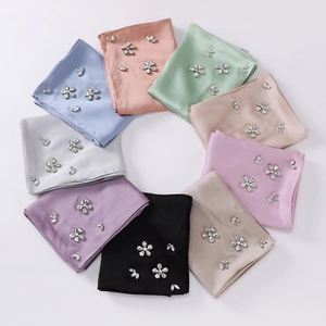 High-density bubble chiffon hijab scarf with handmade rhinestones in multiple colors
