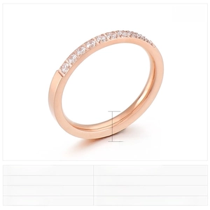 Nahaufnahme von 2mm Roségold Edelstahlring mit einer Reihe eingelegter Zirkoniasteine