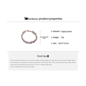 Detailed view of women's silver bracelet featuring purple cubic zirconia in prong setting