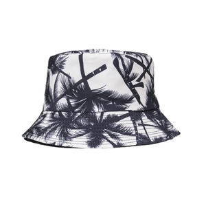 Bob réversible Harajuku noir et blanc avec imprimé palmier tropical pour le soleil