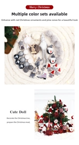 Close-up of Nordic Christmas knit dolls and hanging ornaments for tree decoration