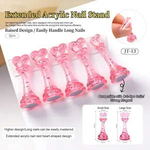 Size chart showing two sizes of heart-shaped magnetic nail art practice display stands