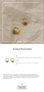 Detail view of 1.2cm gold hoop earrings with zircon pavé and triple interlaced rings texture