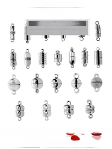 Detailed collection of silver-toned magnetic cylinder clasps for DIY jewelry making