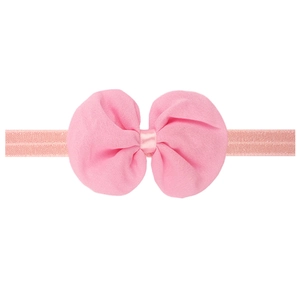 Diadema rosa de gasa para bebé con lazo y banda elástica para recién nacido