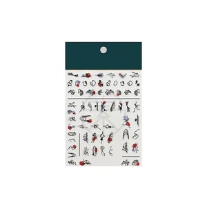 Minimalist black line nail art stickers TS-3033 with 3D embossed texture for manicure