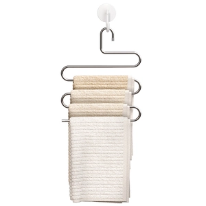 Five-tier S-type stainless steel trouser rack organizer for clothes closet storage