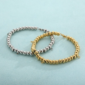 Minimalist stainless steel ball bead bracelets in gold and silver with lobster clasps