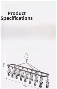 Detail of 20-clip stainless steel laundry rack with PVC coating and windproof hook