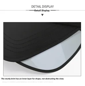 Macro detail of black sun visor with reinforced stitching and adjustable wide brim