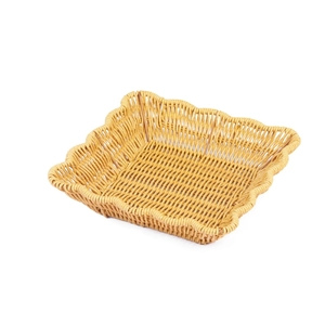 Square woven fruit basket with wavy edges for living room snack storage