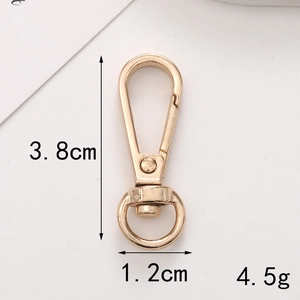 Golden zinc alloy lobster clasp spring ring for keychains with 3.8cm length dimensions