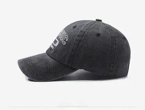 Detail view of washed cotton baseball cap featuring Classic 1989 side embroidery