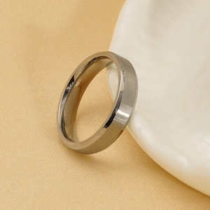 Minimalist silver titanium steel ring with brushed exterior and polished inner surface