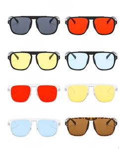 Collage of square oversized sunglasses in eight various colors from C01 to C08