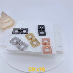 Micro Pave Zirconia Square Connector Clasp Copper Geometric Interlocking Link Pendant For DIY Necklace Bracelet Jewelry Making