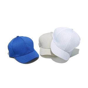 Short brim breathable mesh baseball caps in royal blue, beige, and white solid colors