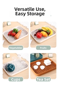 Plateau de drainage double couche pour thé et fruits en vert, blanc et orange