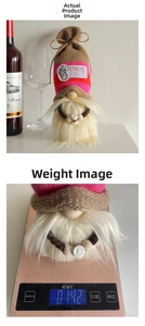 Detailed close-up of handmade coffee gnome plush featuring striped hat and mini cup