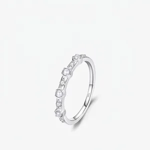 Bague Künstliche Perle En Argent Sterling 925 Élégante Pour Femme Bijoux Minimalistes Anneau Zircon Style Français