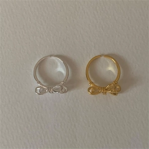Minimalist 925 sterling silver bow knot open rings in gold and silver finishes